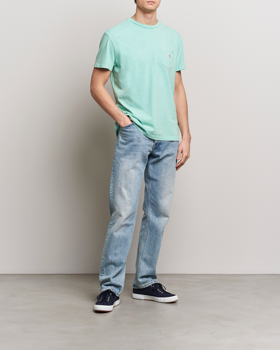 Men | T-Shirts | Polo Ralph Lauren | Cotton Linen Crew Neck T-Shirt Celadon