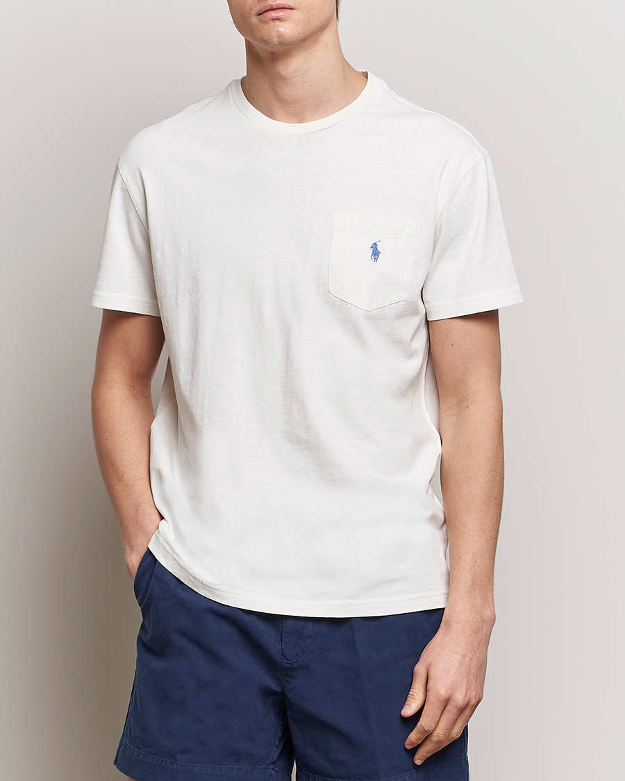 Herre |  | Polo Ralph Lauren | Cotton Linen Crew Neck T-Shirt Ceramic White