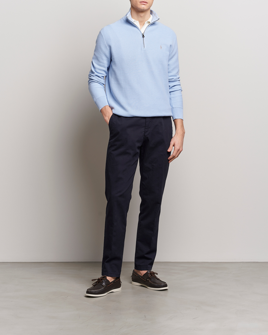 Men | Sweaters & Knitwear | Polo Ralph Lauren | Textured Half-Zip Blue Hyacinth