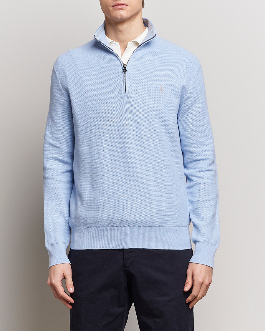Men | Sweaters & Knitwear | Polo Ralph Lauren | Textured Half-Zip Blue Hyacinth