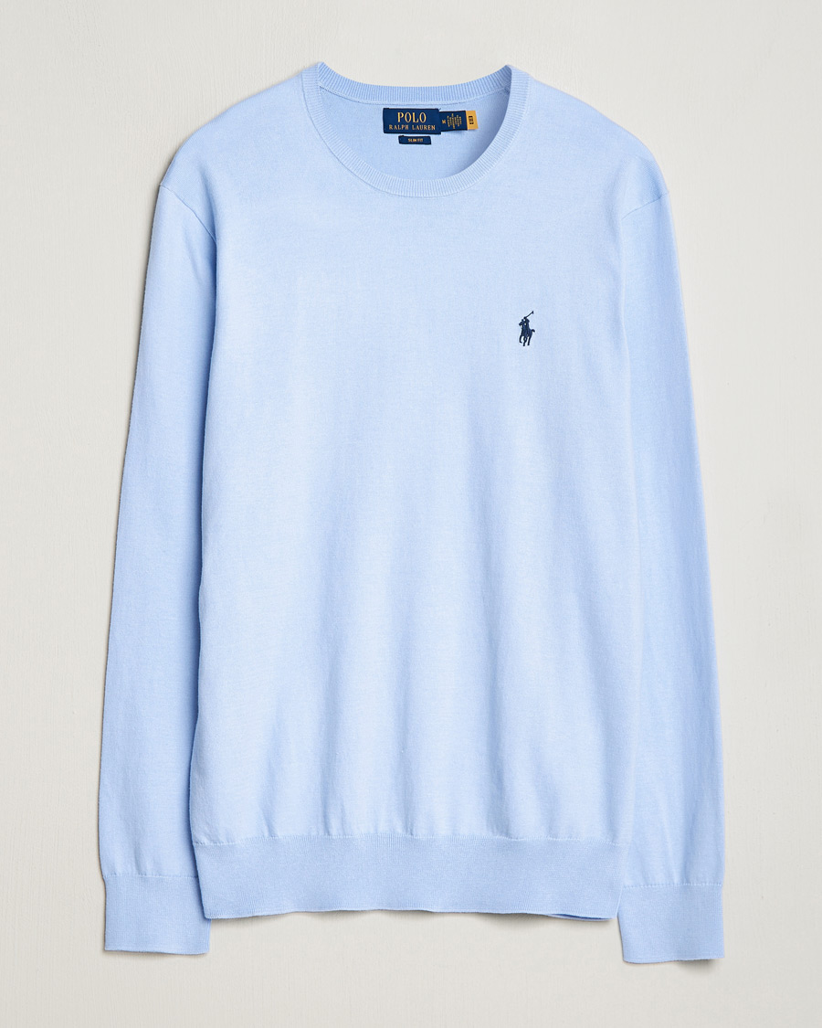 Men | Sweaters & Knitwear | Polo Ralph Lauren | Cotton Crew Neck Sweater Blue Hyacinth