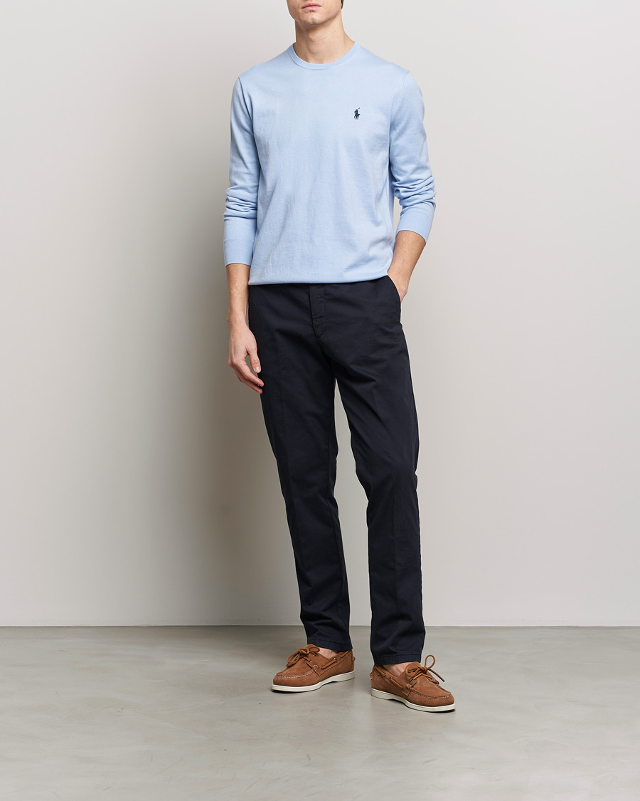 Men | Sweaters & Knitwear | Polo Ralph Lauren | Cotton Crew Neck Sweater Blue Hyacinth