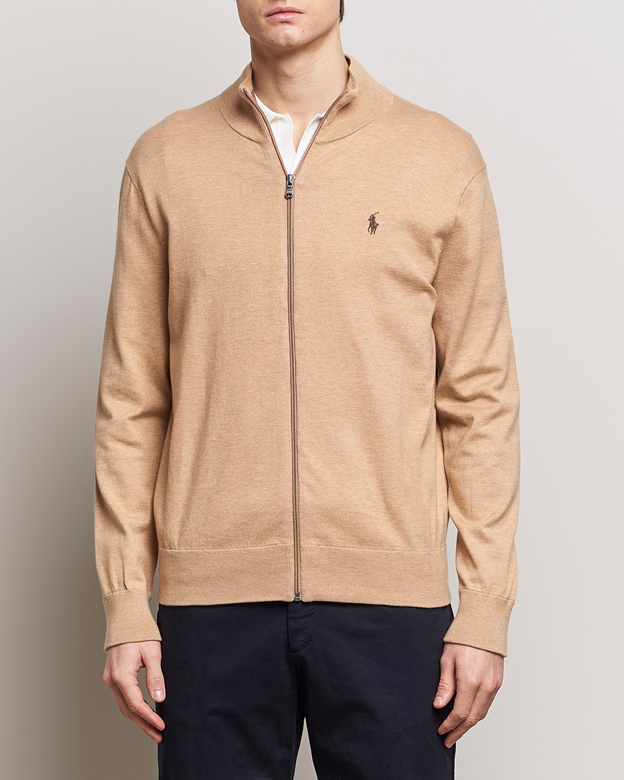 Men | Sweaters & Knitwear | Polo Ralph Lauren | Cotton Full-Zip Camel Melange