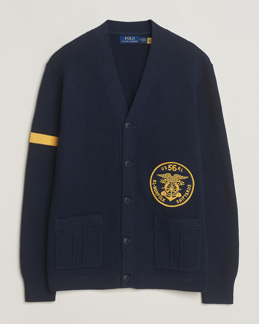 Men | Sweaters & Knitwear | Polo Ralph Lauren | Cotton Varsity Cardigan Aviator Navy