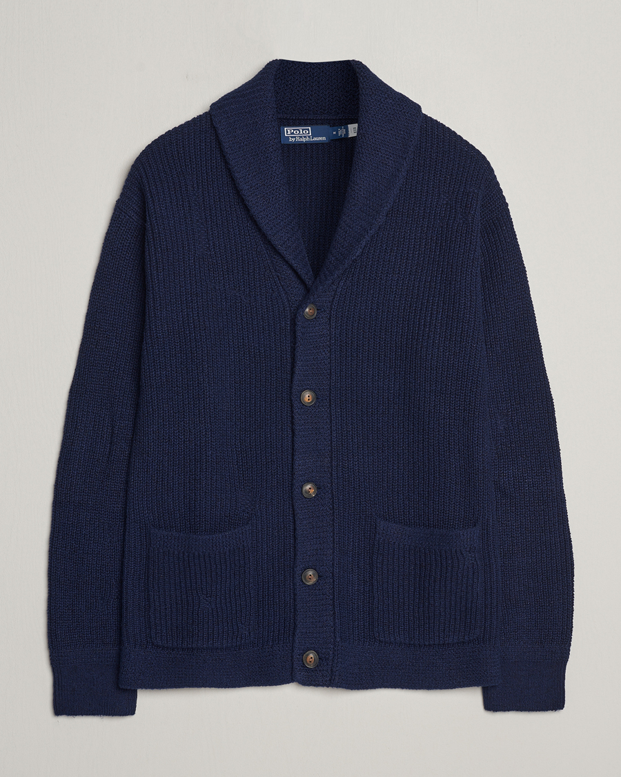 Men | Sweaters & Knitwear | Polo Ralph Lauren | Cotton/Linen Shawl Collar Cardigan Bright Navy
