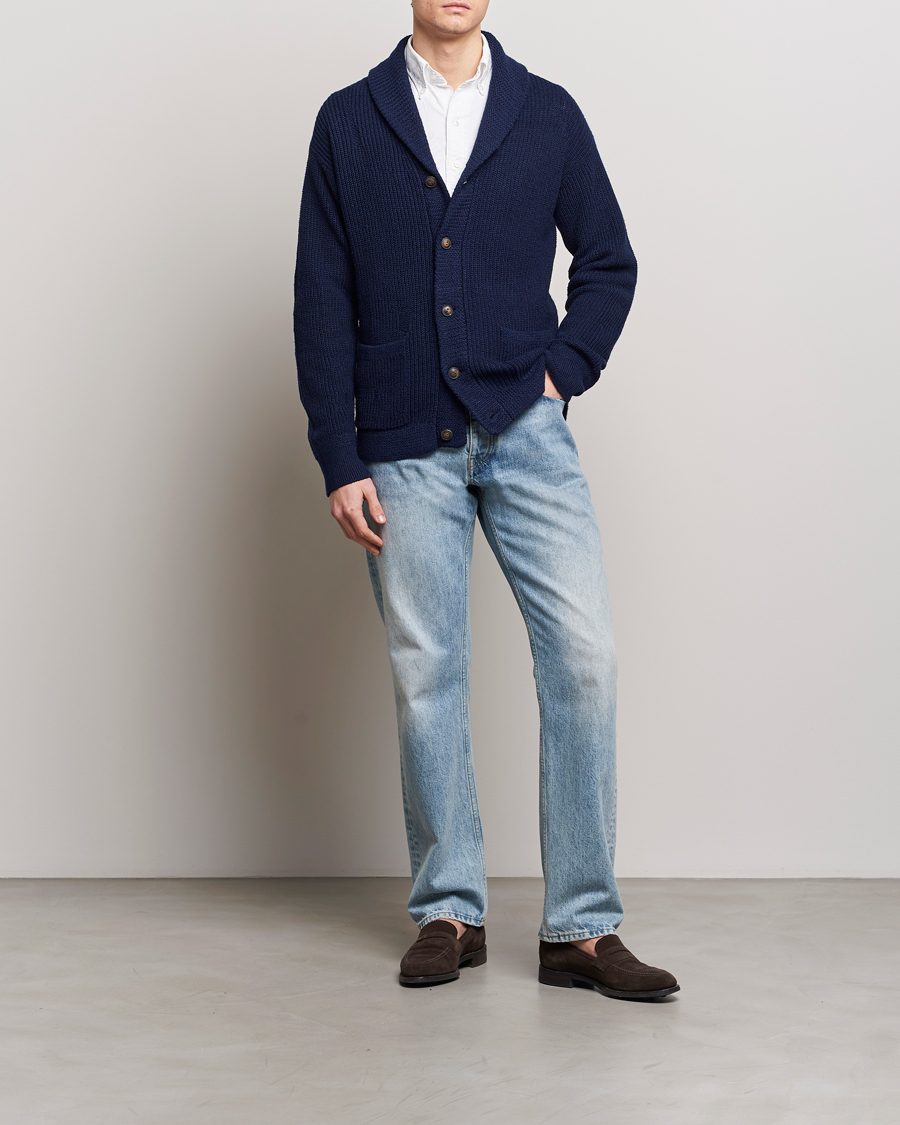 Men | Sweaters & Knitwear | Polo Ralph Lauren | Cotton/Linen Shawl Collar Cardigan Bright Navy