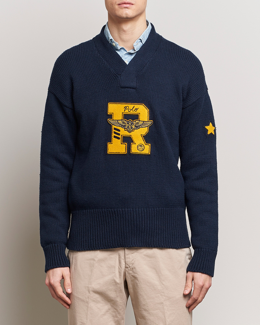 Herr | Stickade tröjor | Polo Ralph Lauren | Shawl Collar Sweater Aviator Navy