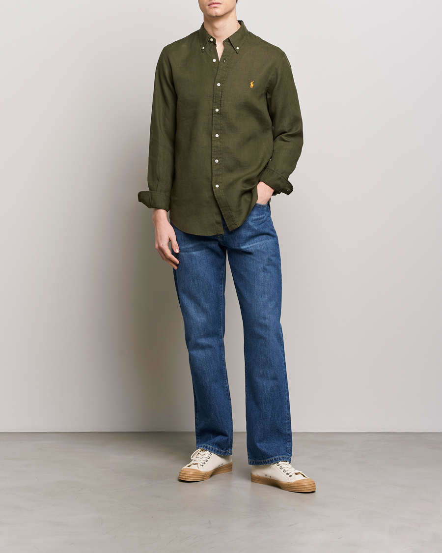 Men | Shirts | Polo Ralph Lauren | Custom Fit Linen Button Down Armadillo