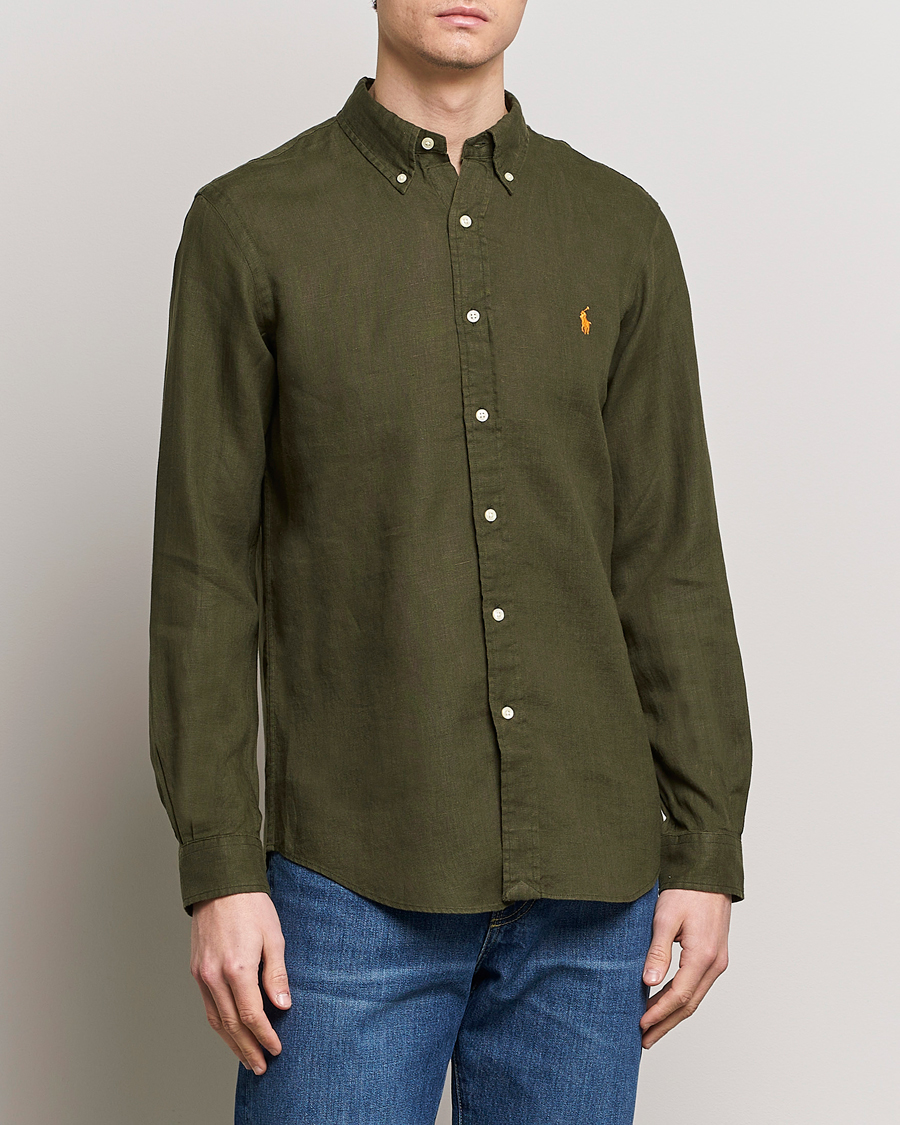Men | Shirts | Polo Ralph Lauren | Custom Fit Linen Button Down Armadillo
