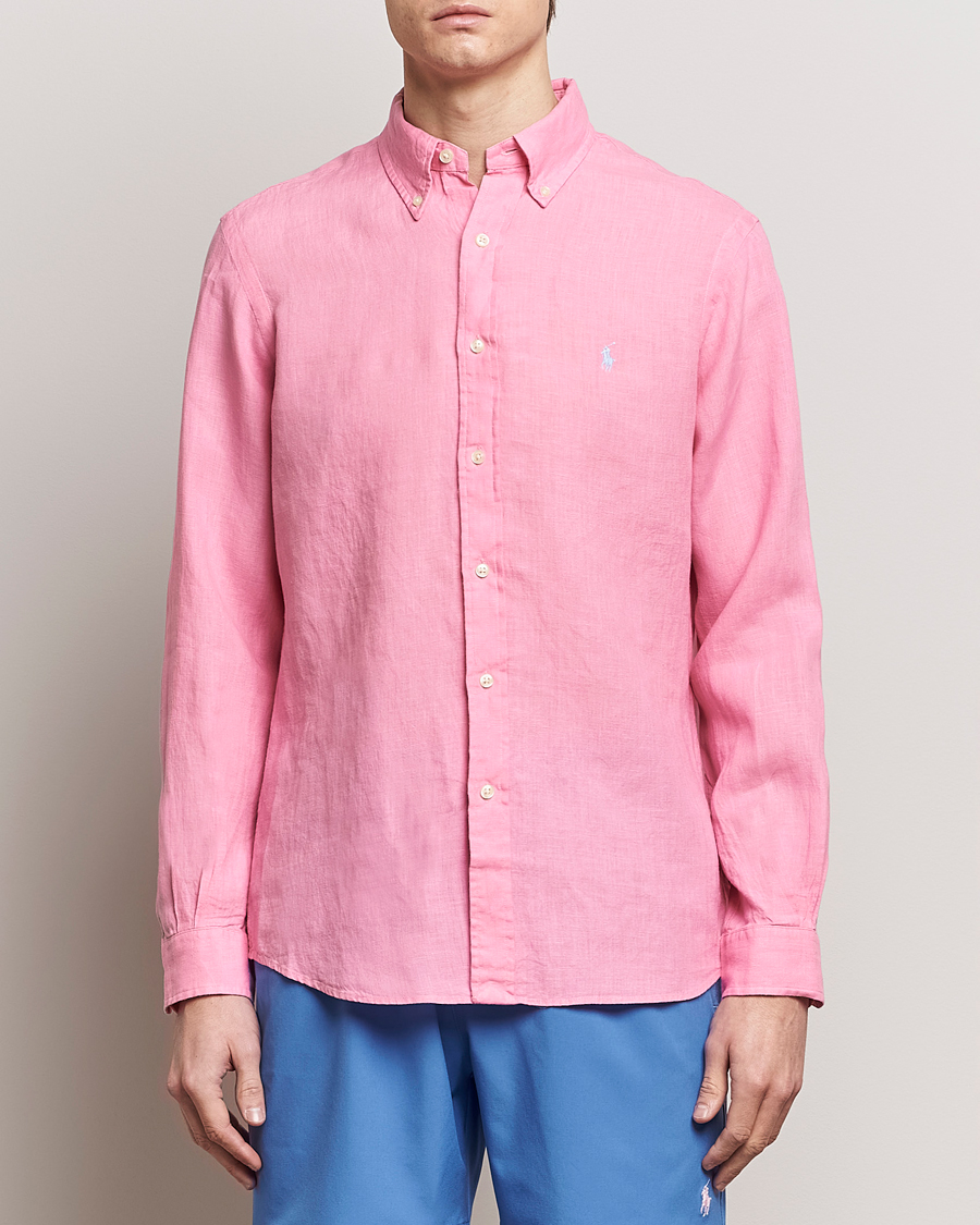 Men | Shirts | Polo Ralph Lauren | Custom Fit Linen Button Down Florida Pink