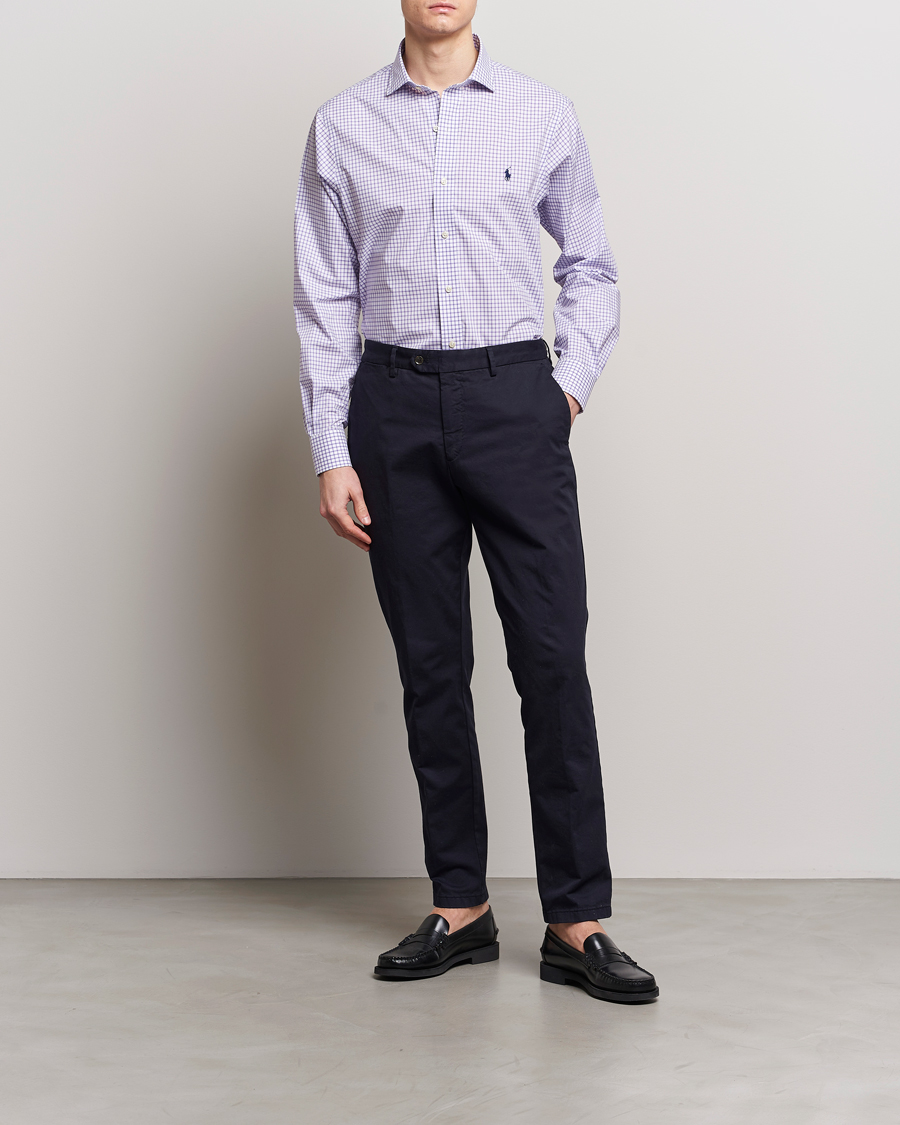 Mies | Kauluspaidat | Polo Ralph Lauren | Custom Fit Poplin Shirt Purple/White