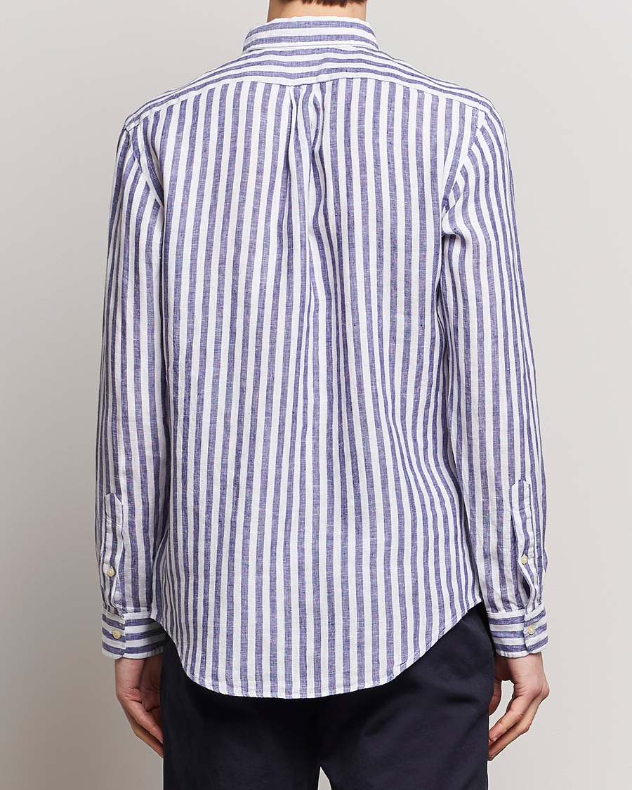 Men | Shirts | Polo Ralph Lauren | Custom Fit Striped Linen Shirt Blue/White