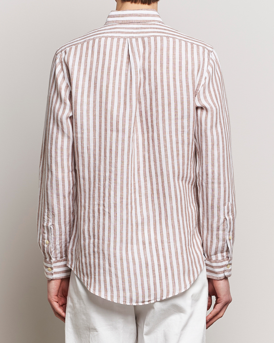 Men | Shirts | Polo Ralph Lauren | Custom Fit Striped Linen Shirt Khaki/White