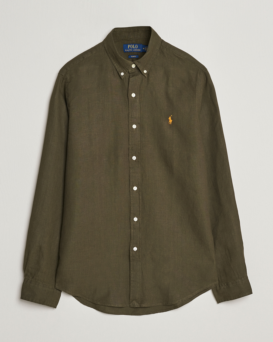 Men | Shirts | Polo Ralph Lauren | Slim Fit Linen Button Down Shirt Armadillo
