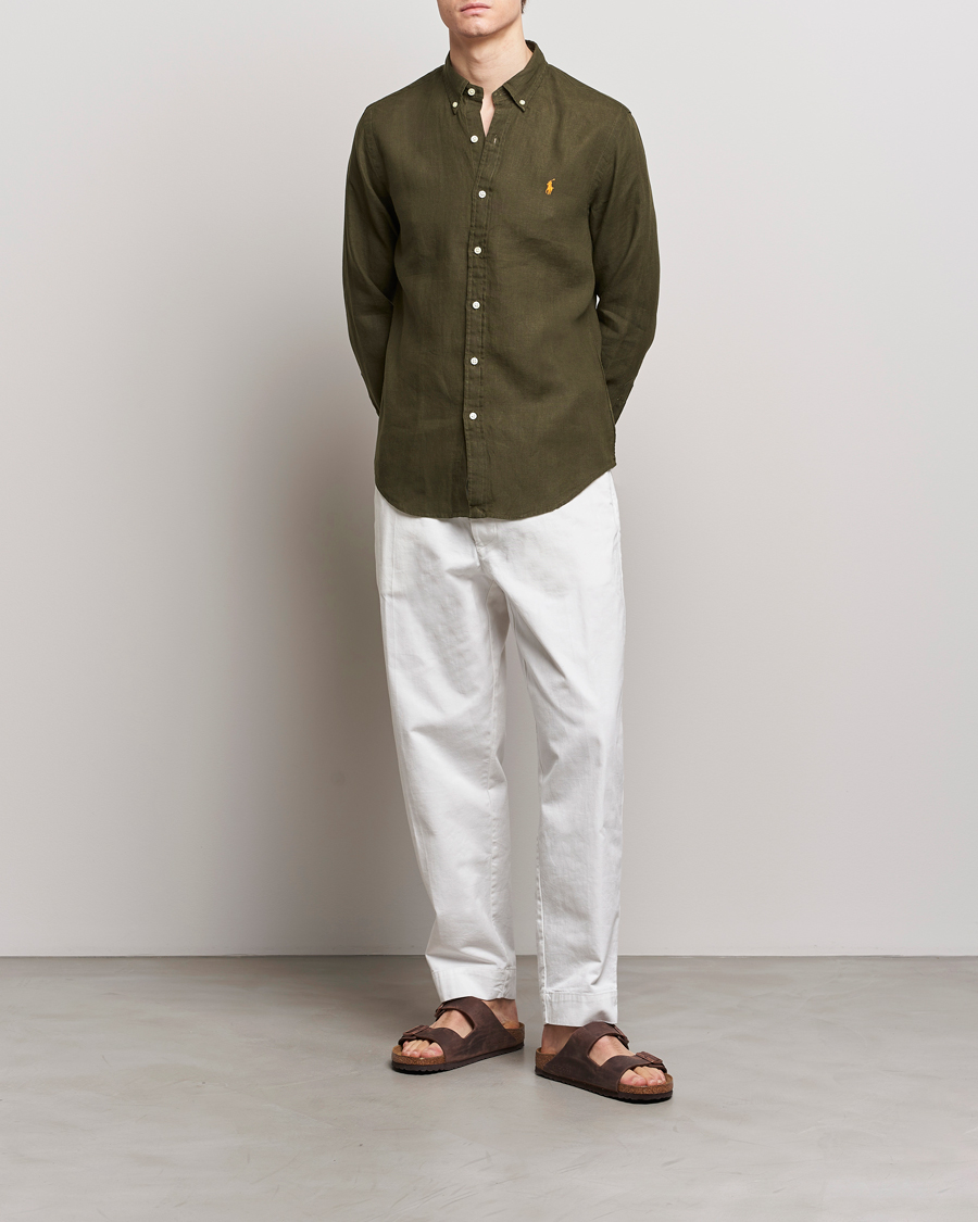Men | Shirts | Polo Ralph Lauren | Slim Fit Linen Button Down Shirt Armadillo