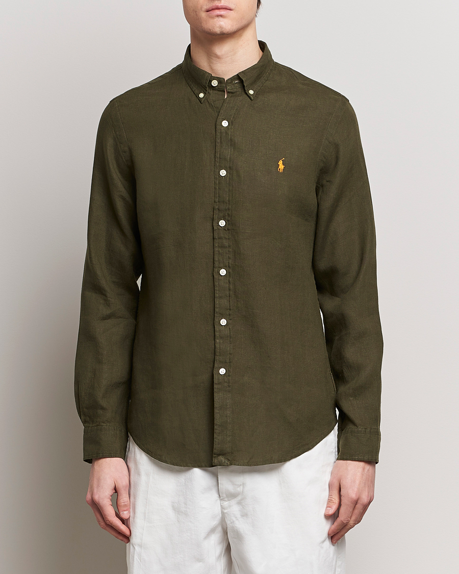 Men | Shirts | Polo Ralph Lauren | Slim Fit Linen Button Down Shirt Armadillo