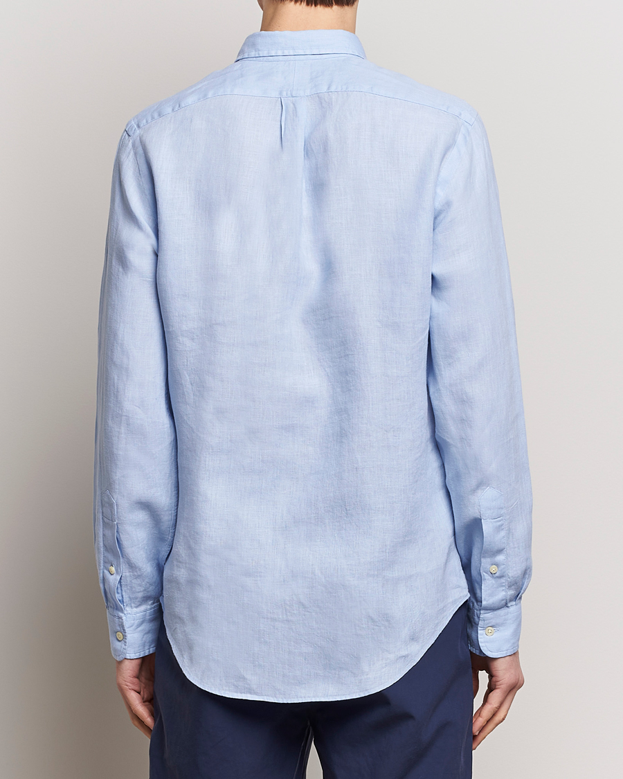 Men | Shirts | Polo Ralph Lauren | Slim Fit Linen Button Down Shirt Blue Hyacinth