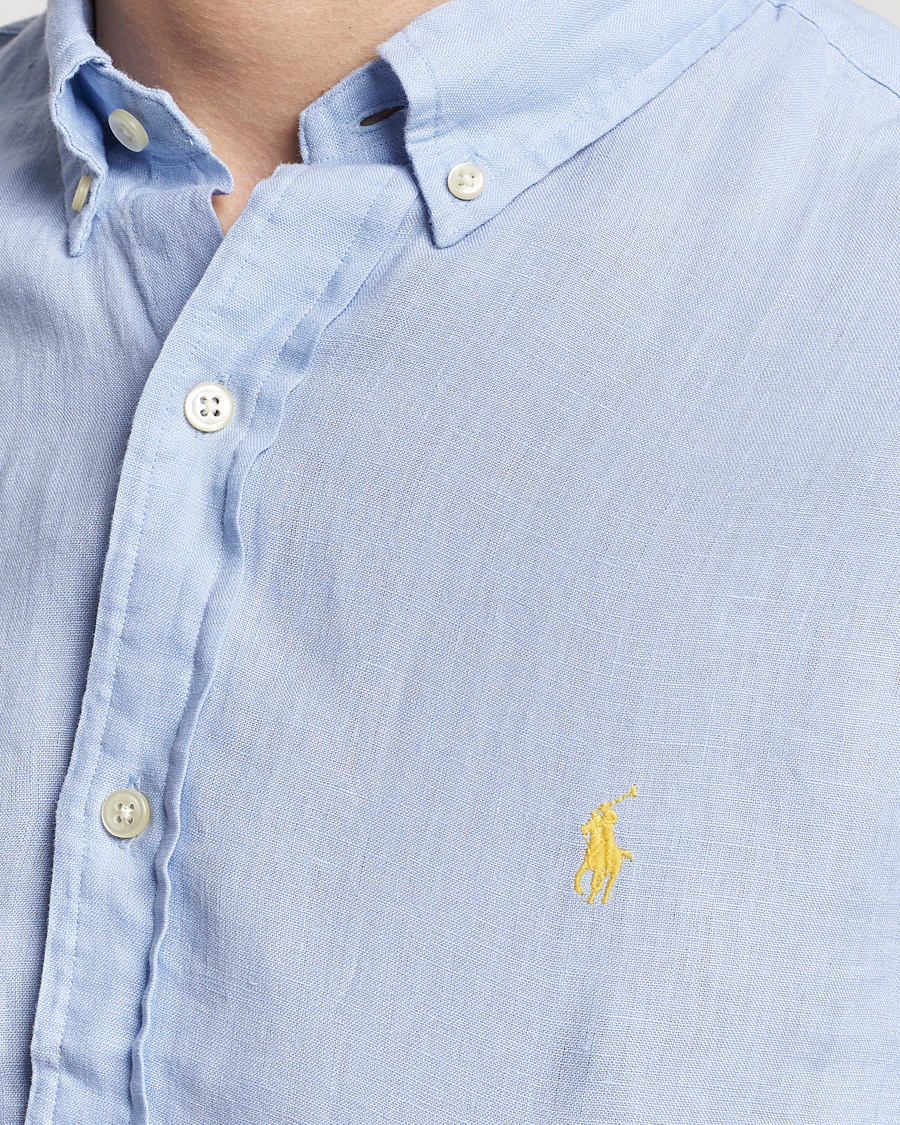 Men | Shirts | Polo Ralph Lauren | Slim Fit Linen Button Down Shirt Blue Hyacinth