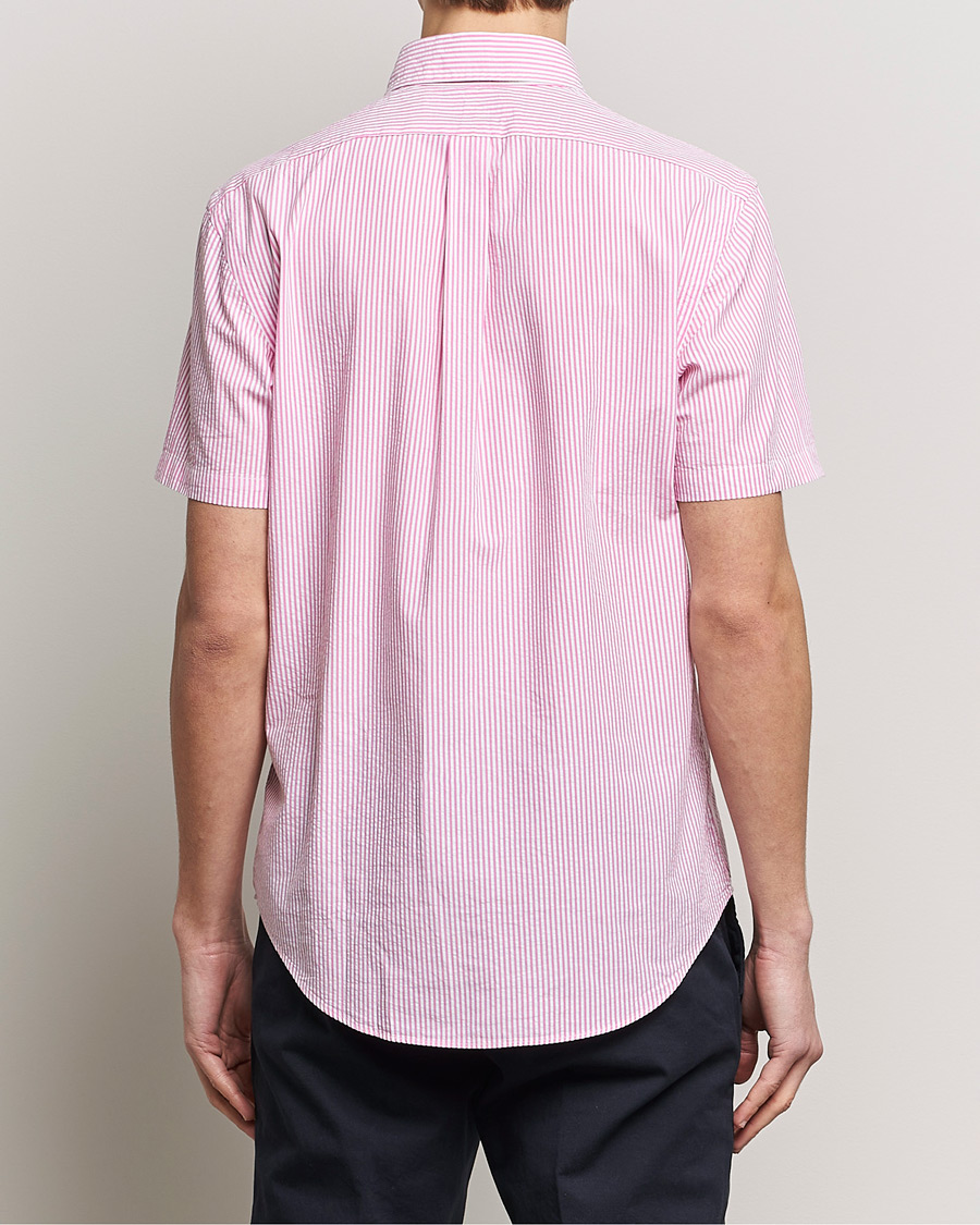 Men | Shirts | Polo Ralph Lauren | Seersucker Short Sleeve Striped Shirt Rose/White