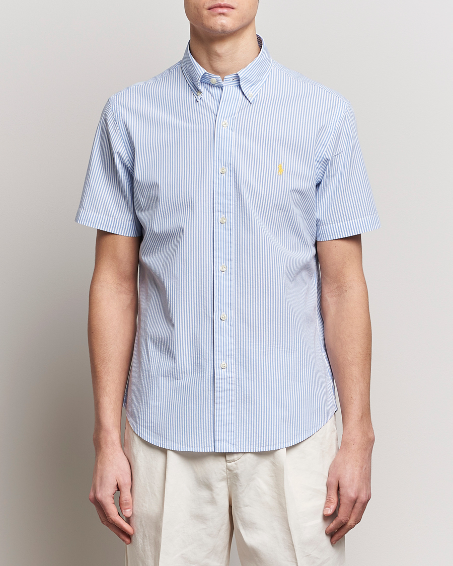 Men | Casual | Polo Ralph Lauren | Seersucker Short Sleeve Striped Shirt Blue/White