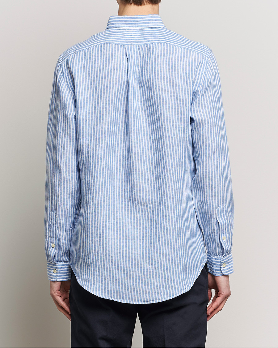 Men | Shirts | Polo Ralph Lauren | Custom Fit Striped Linen Shirt Blue/White