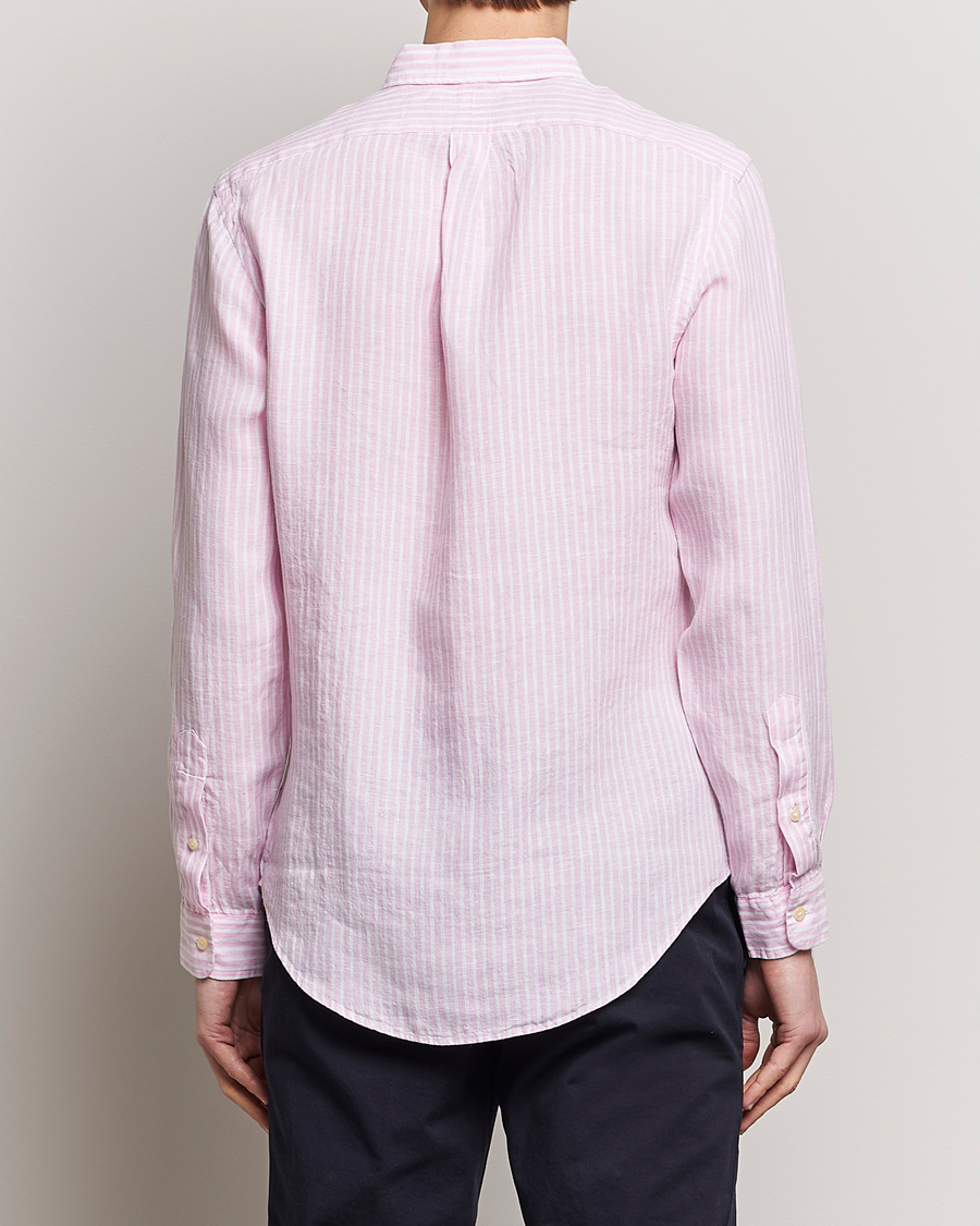 Men | Shirts | Polo Ralph Lauren | Slim Fit Striped Button Down Linen Shirt Pink/White