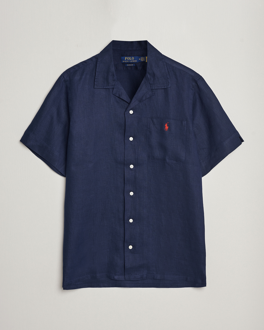 Men | Shirts | Polo Ralph Lauren | Linen Pocket Short Sleeve Shirt Newport Navy