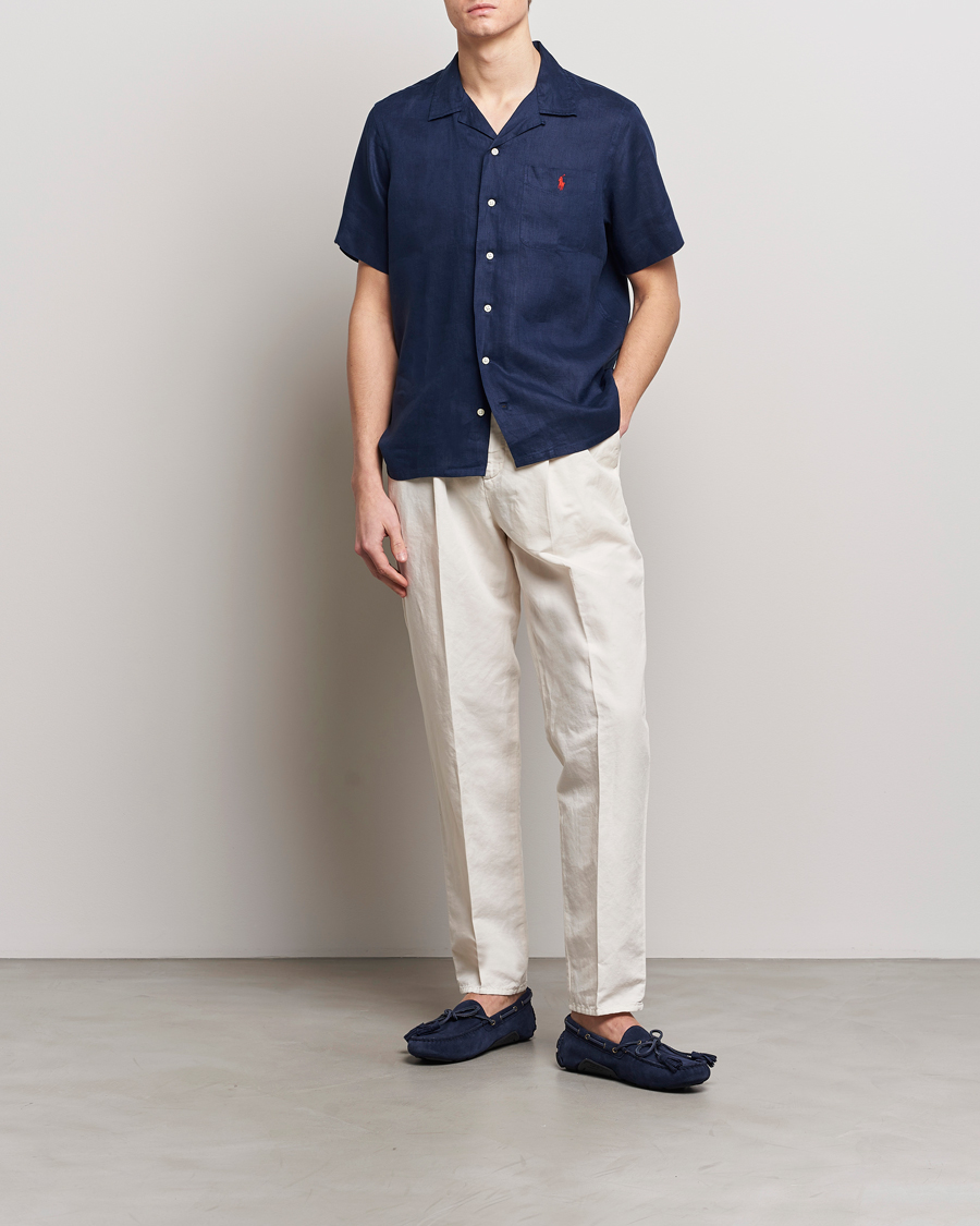 Men | Shirts | Polo Ralph Lauren | Linen Pocket Short Sleeve Shirt Newport Navy