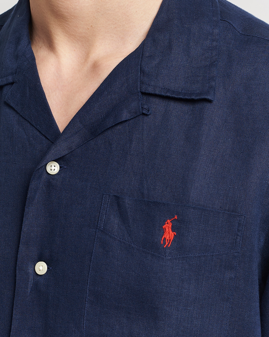 Men | Shirts | Polo Ralph Lauren | Linen Pocket Short Sleeve Shirt Newport Navy