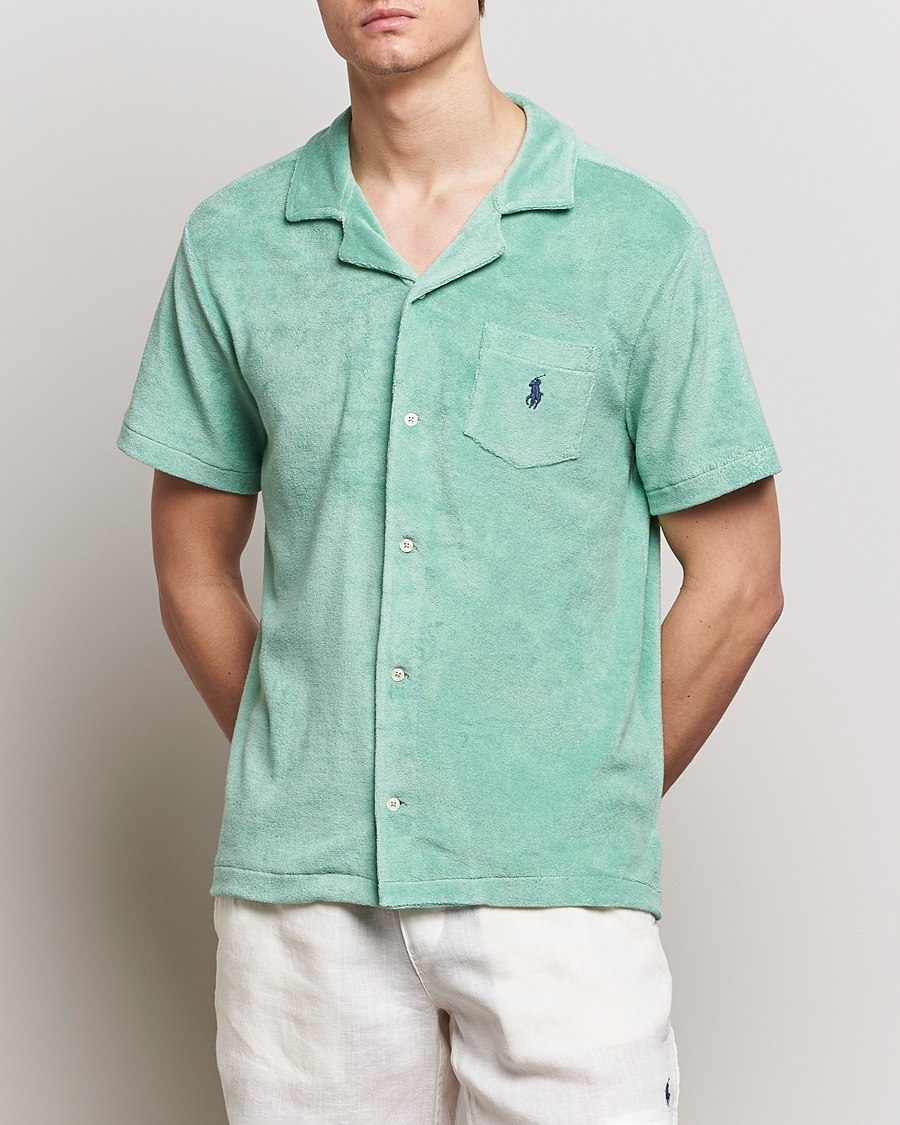 Men | Short Sleeve Shirts | Polo Ralph Lauren | Cotton Terry Short Sleeve Shirt Celadon