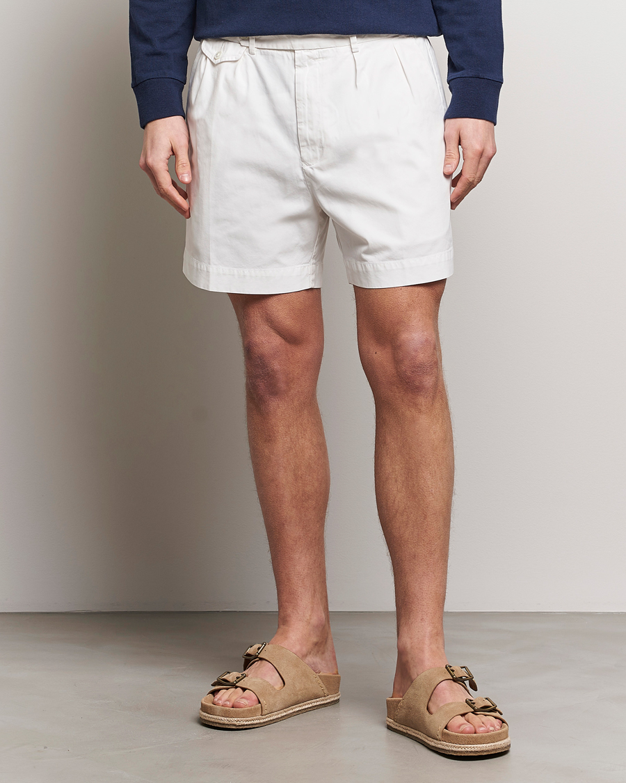 Homme |  | Polo Ralph Lauren | Pleated Featherweight Twill Shorts Deckwash White