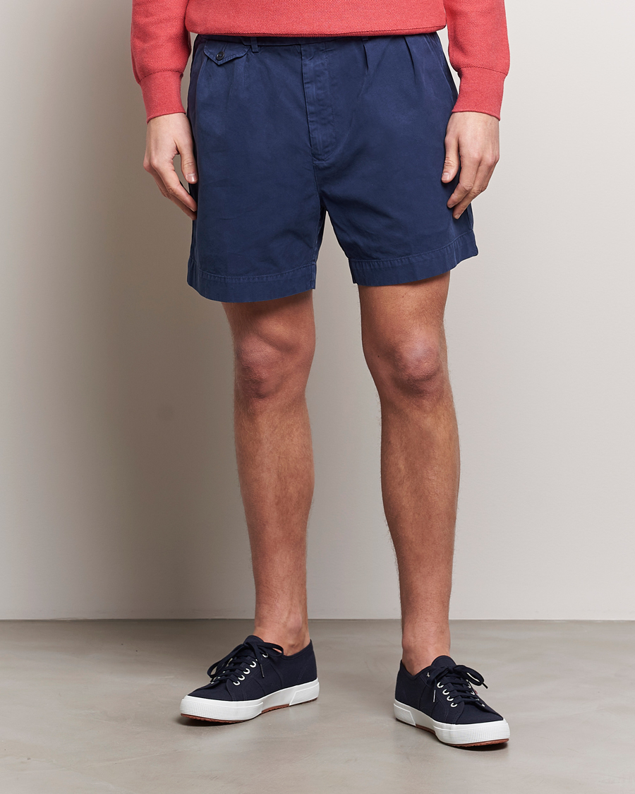 Men | Shorts | Polo Ralph Lauren | Pleated Featherweight Twill Shorts Newport Navy