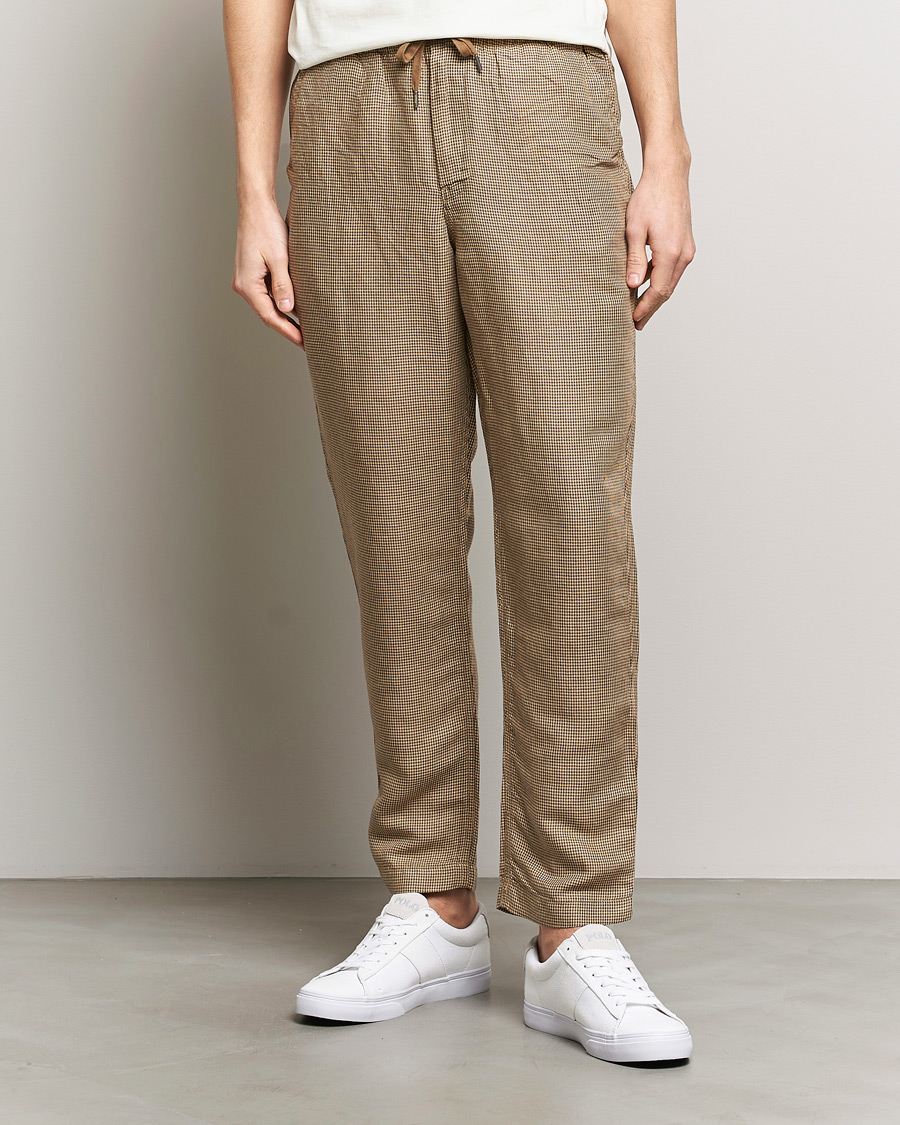 Men | Trousers | Polo Ralph Lauren | Prepster V2 Linen Trousers Brown Dogstooth