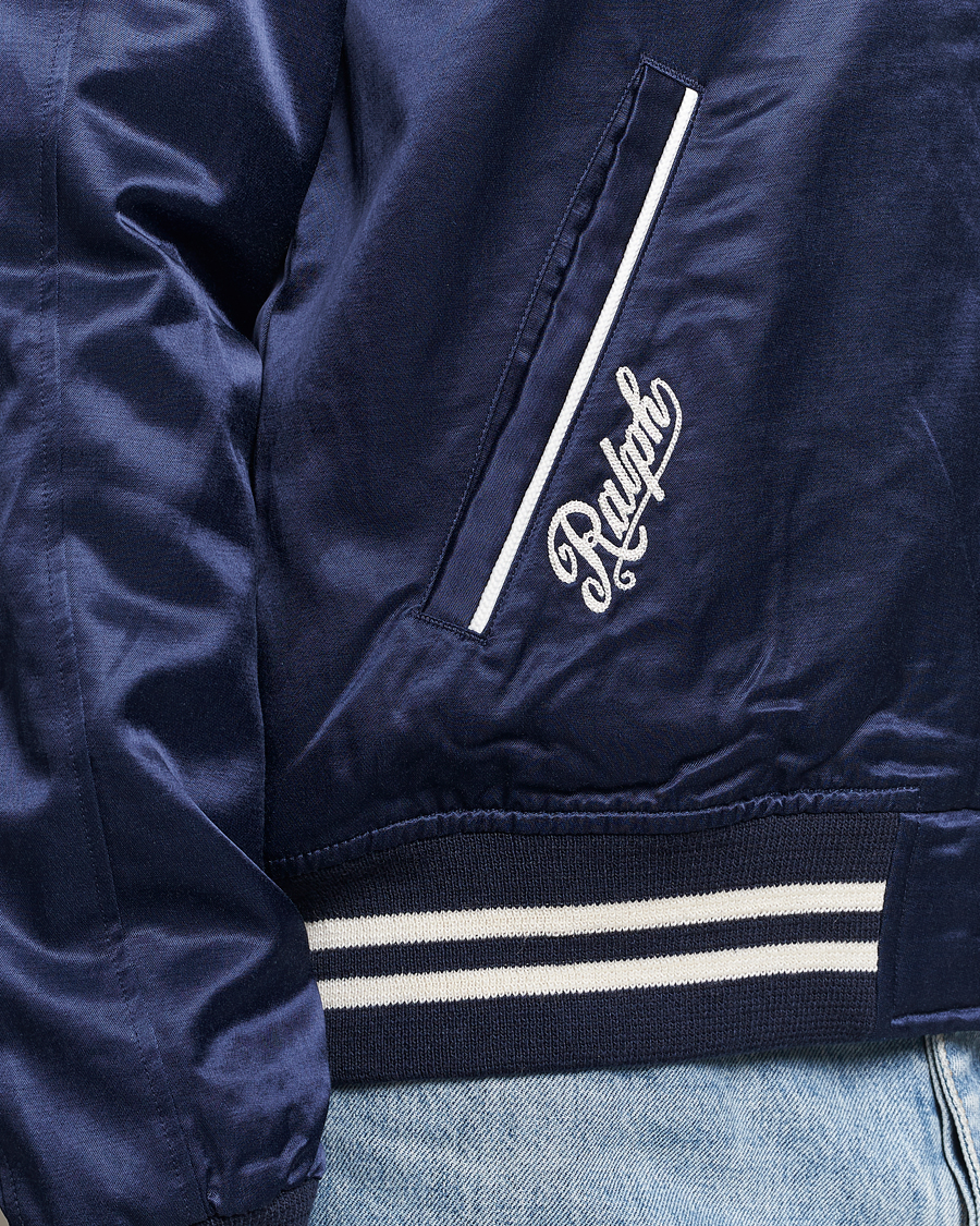 Men | Coats & Jackets | Polo Ralph Lauren | Varsity Bomber Satin Jacket Aviator Navy