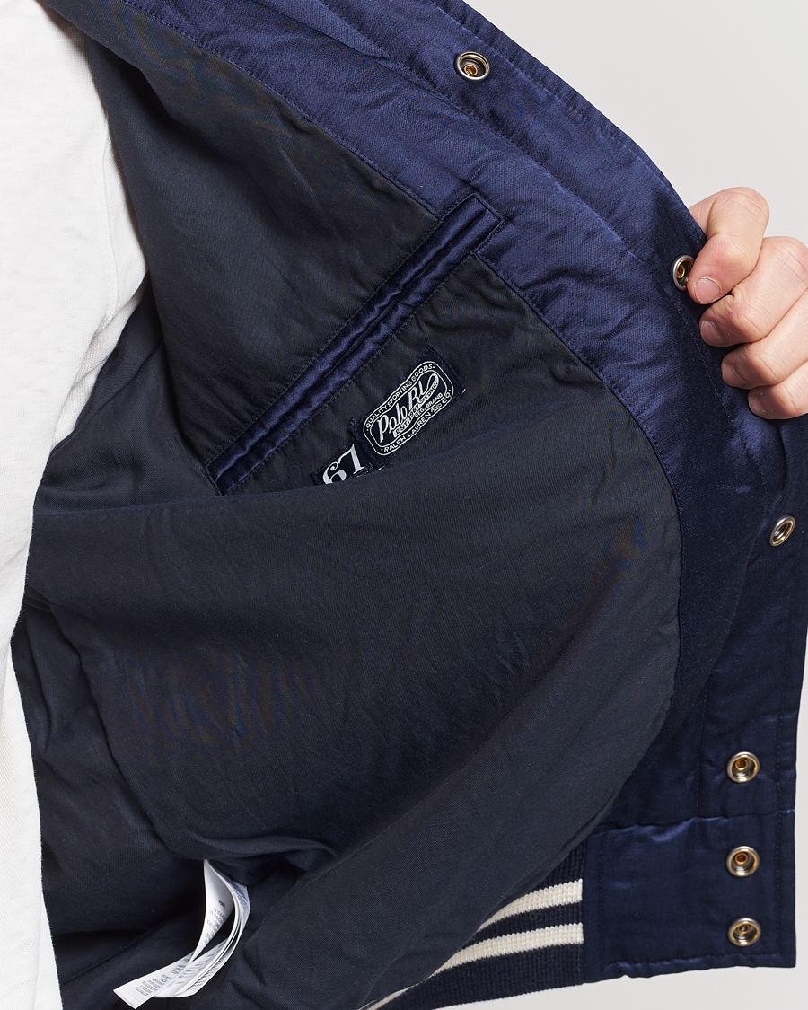 Men | Coats & Jackets | Polo Ralph Lauren | Varsity Bomber Satin Jacket Aviator Navy