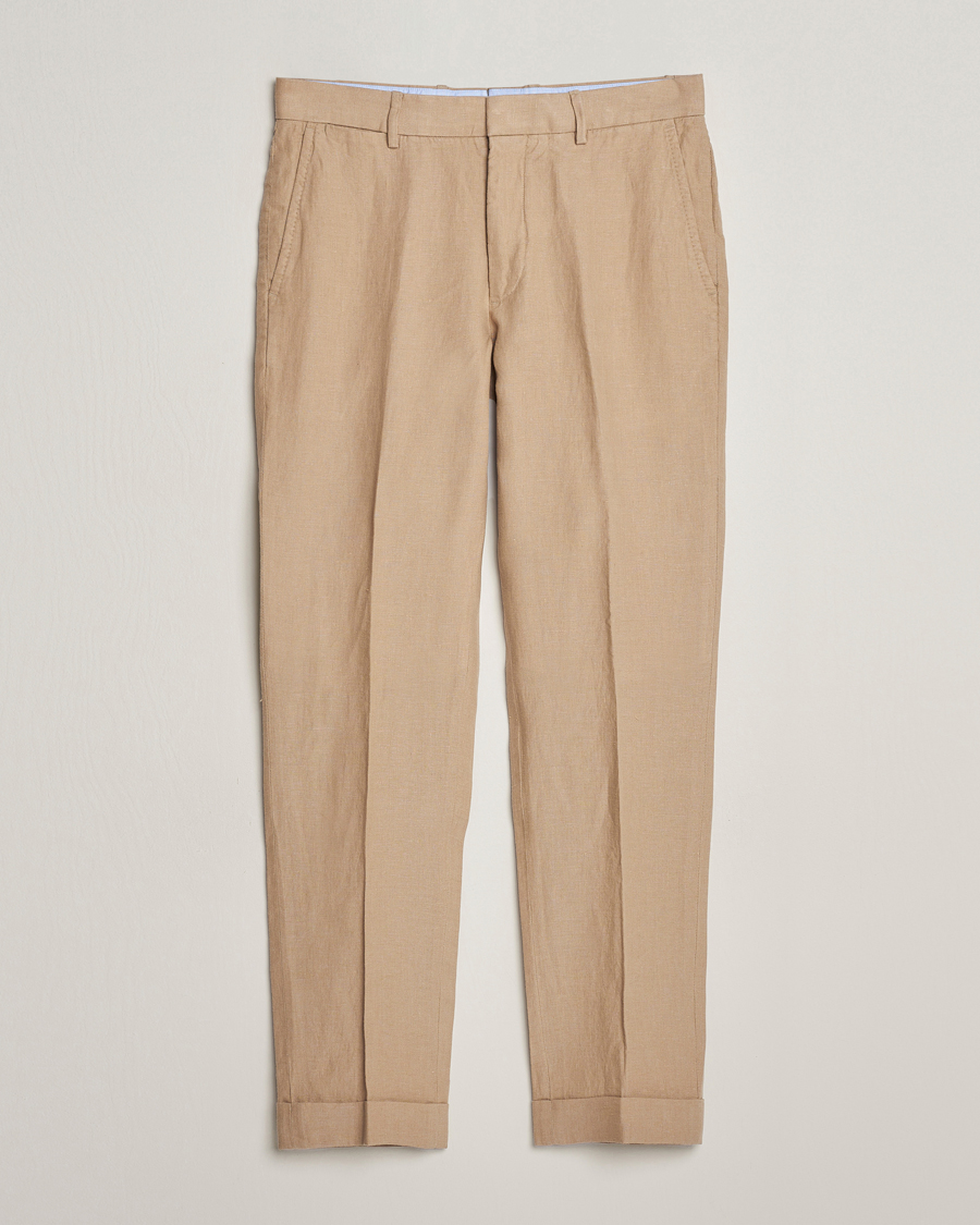 Men | Trousers | Polo Ralph Lauren | Linen Pleated Trousers Coastal Beige