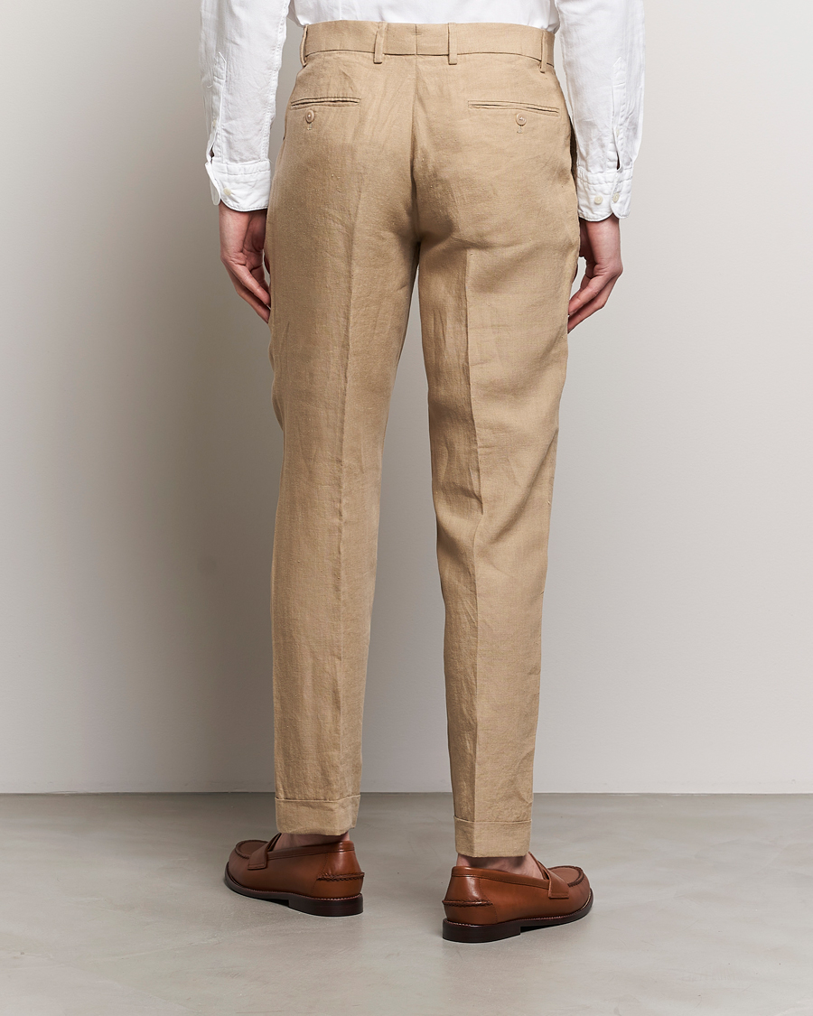 Men | Trousers | Polo Ralph Lauren | Linen Pleated Trousers Coastal Beige