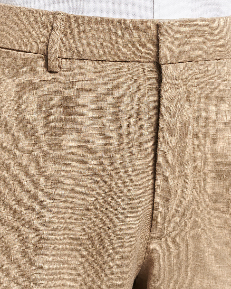 Men | Trousers | Polo Ralph Lauren | Linen Pleated Trousers Coastal Beige