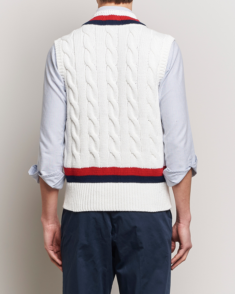 Men | Sweaters & Knitwear | Polo Ralph Lauren | Cotton Knitted Cricket Vest Deckwash White