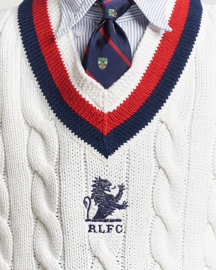 Men | Sweaters & Knitwear | Polo Ralph Lauren | Cotton Knitted Cricket Vest Deckwash White