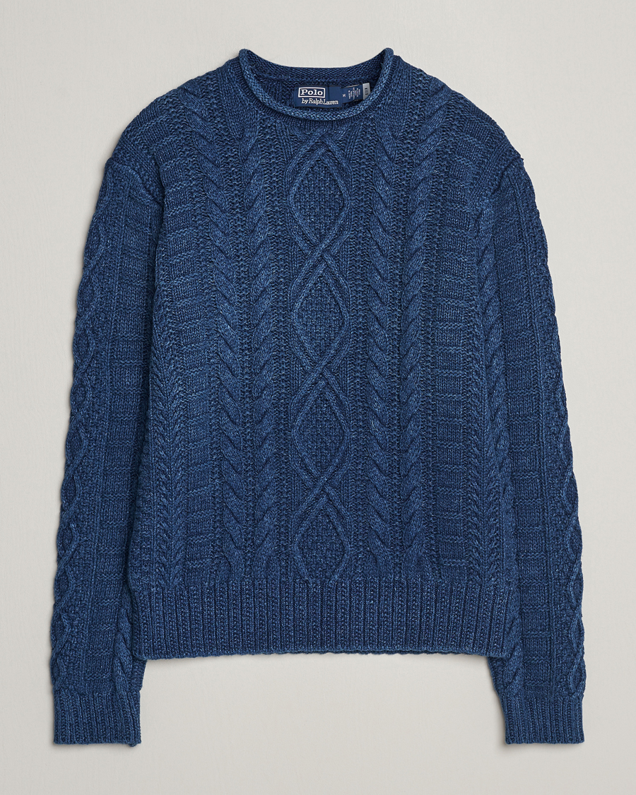 Men | Sweaters & Knitwear | Polo Ralph Lauren | Cotton Fisherman Sweater Indigo