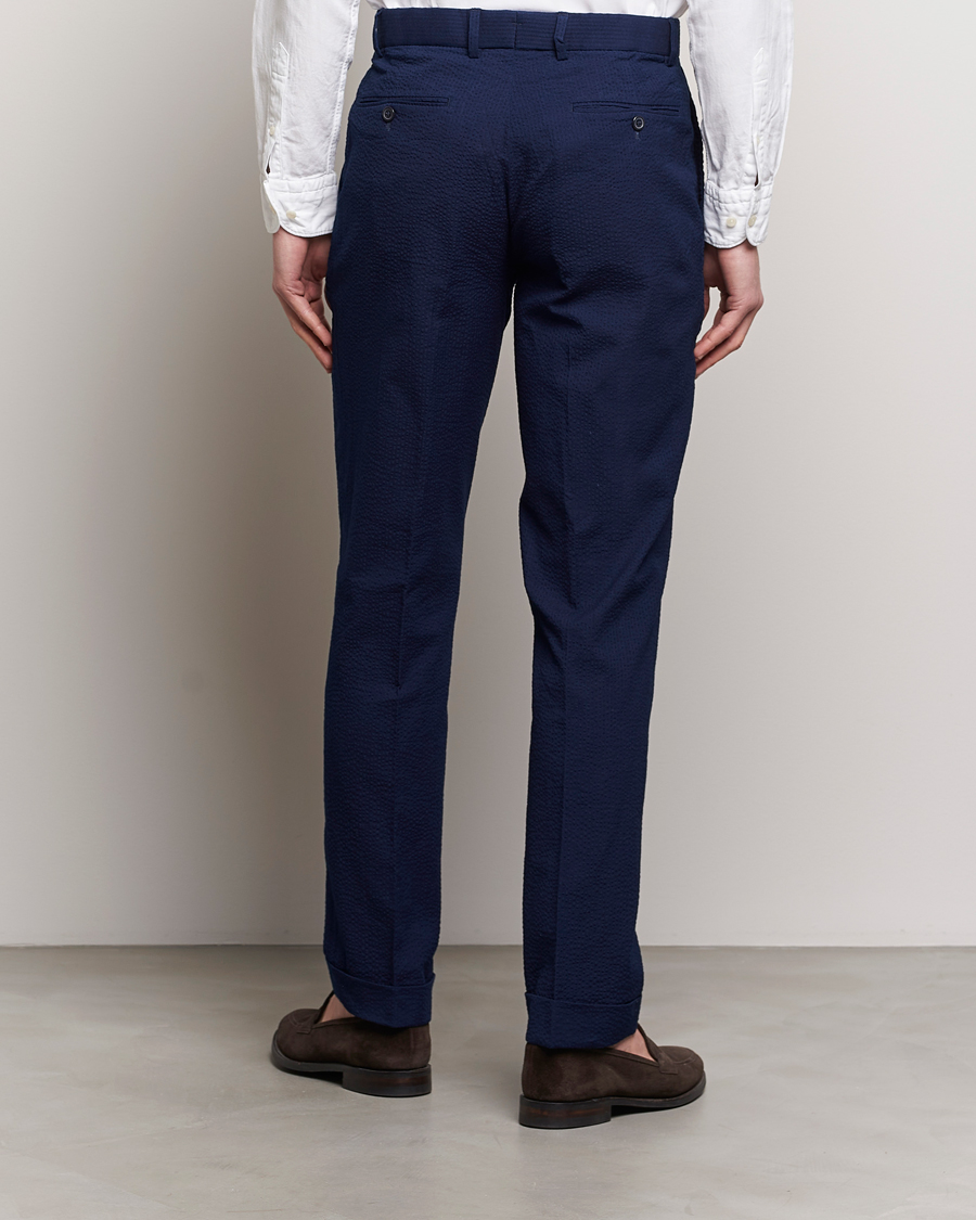 Men | Trousers | Polo Ralph Lauren | Pleated Seersucker Trousers Indigo
