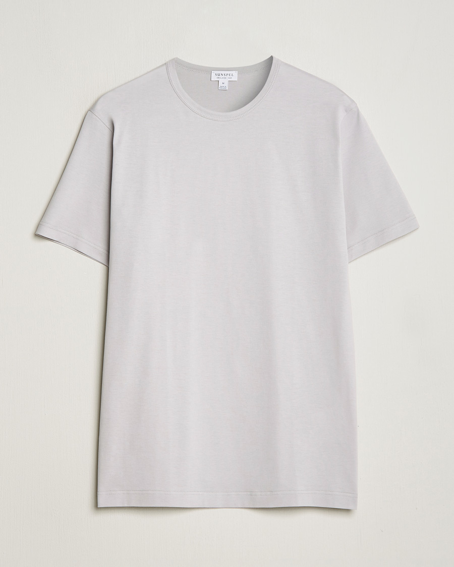 Men | T-Shirts | Sunspel | Crew Neck Cotton Tee Smoke