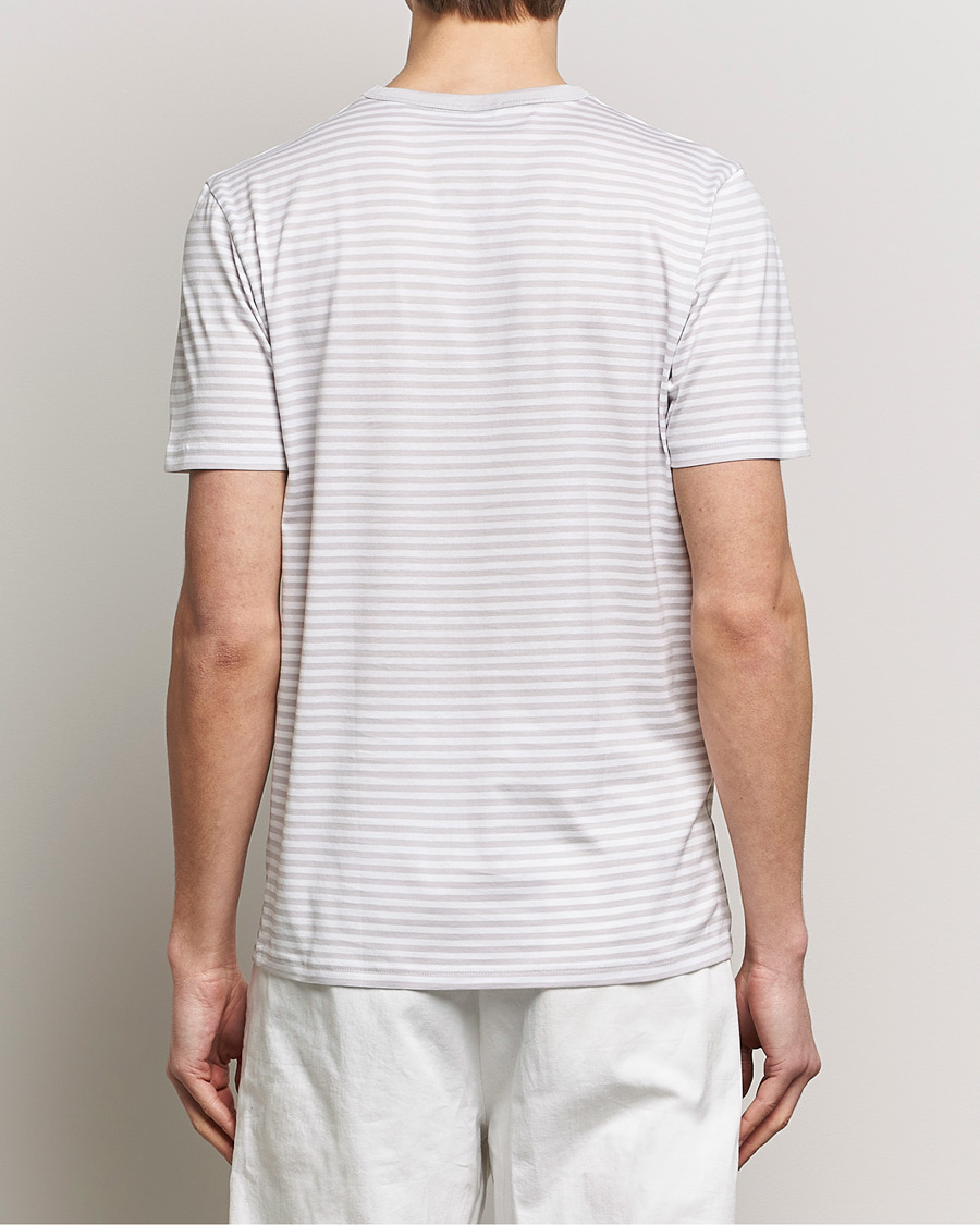Men | T-Shirts | Sunspel | Striped Crew Neck Cotton Tee Smoke/White
