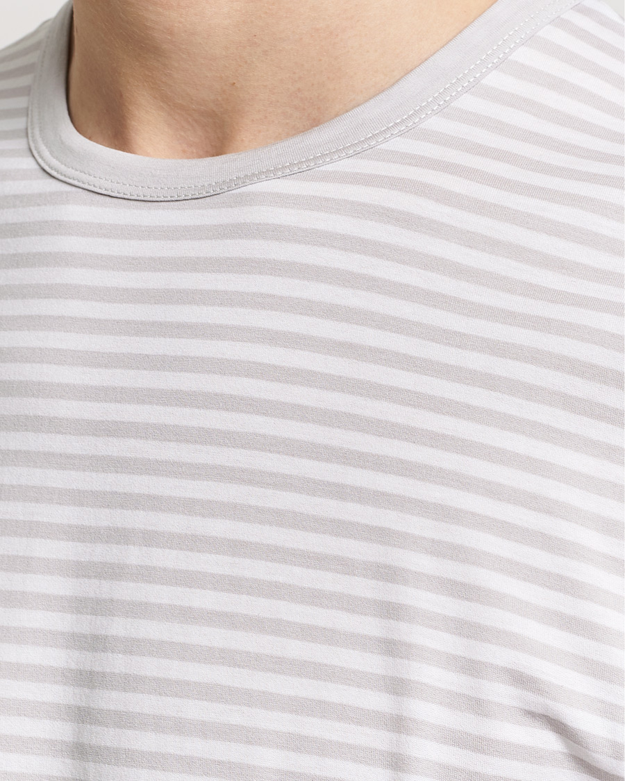 Men | T-Shirts | Sunspel | Striped Crew Neck Cotton Tee Smoke/White