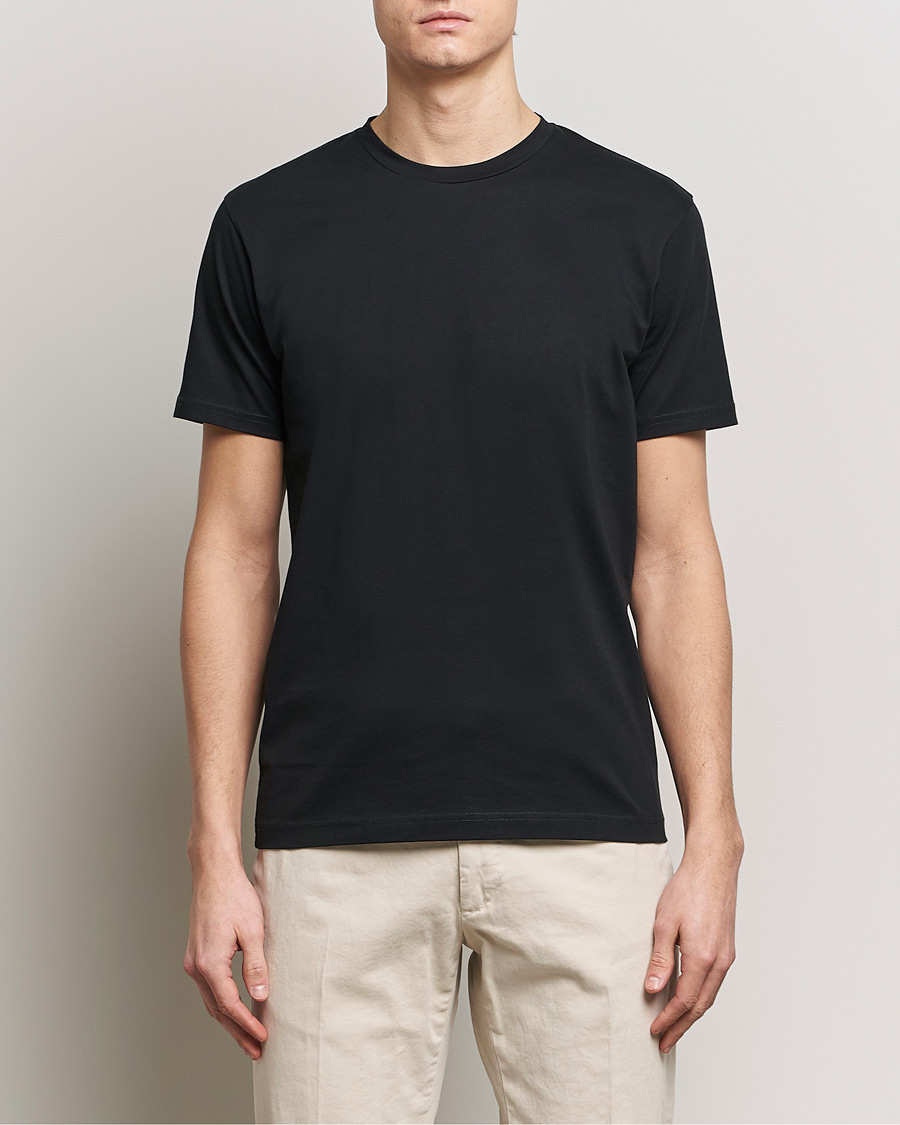 Men | Short Sleeve T-shirts | Sunspel | Riviera Midweight Tee Black