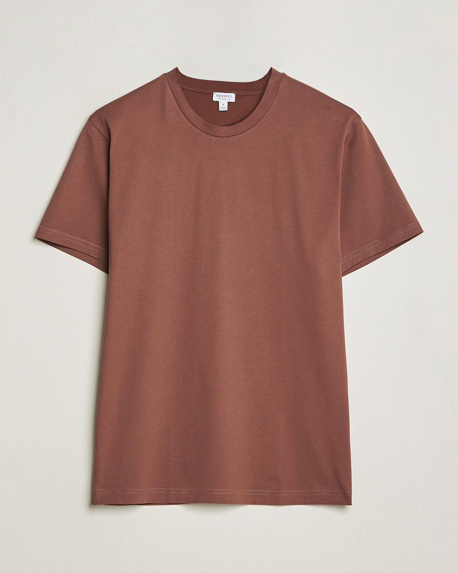 Men | T-Shirts | Sunspel | Riviera Midweight Tee Brown
