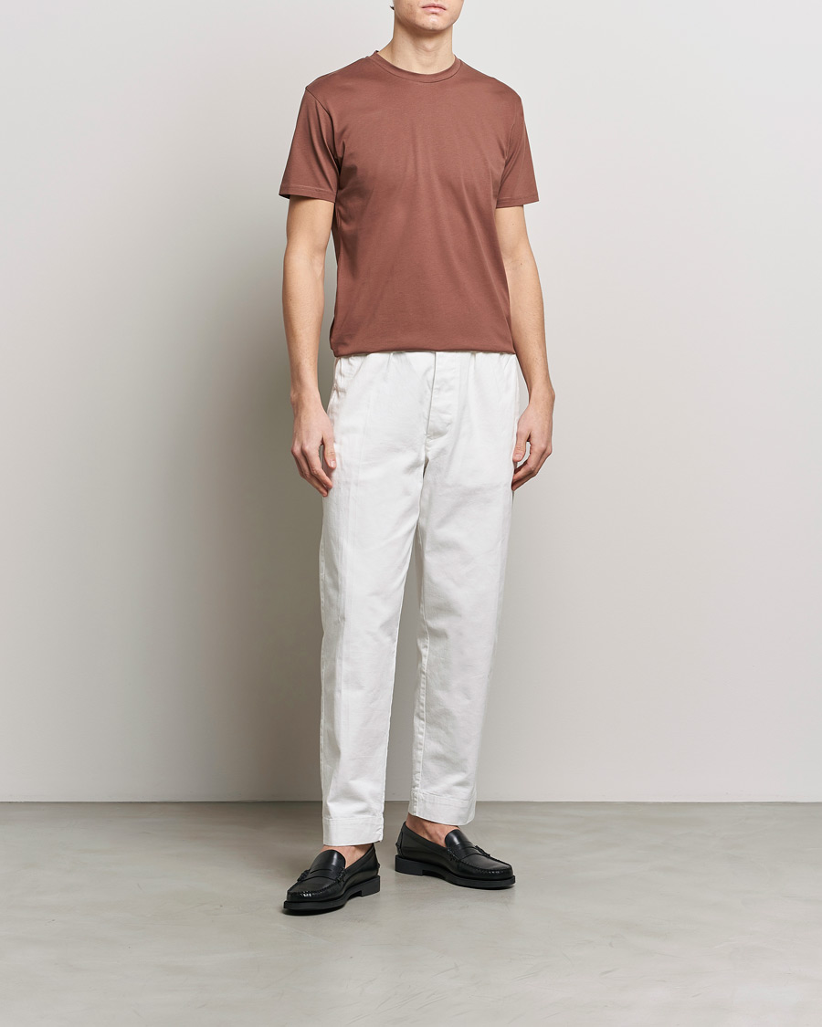 Men | T-Shirts | Sunspel | Riviera Midweight Tee Brown