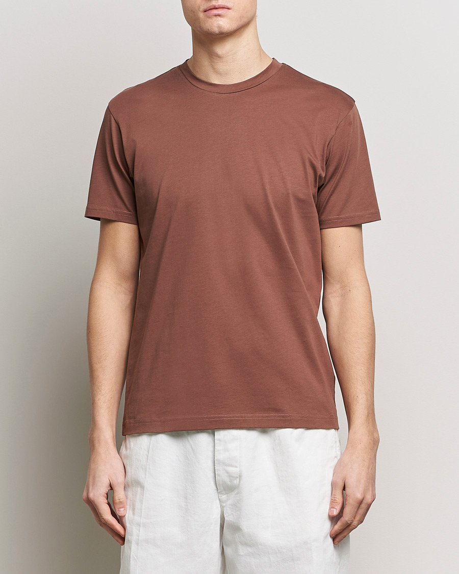 Men | T-Shirts | Sunspel | Riviera Midweight Tee Brown
