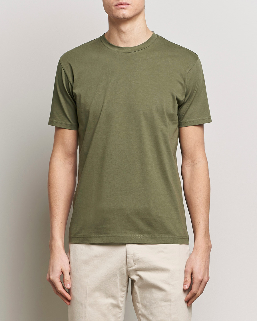 Men | Short Sleeve T-shirts | Sunspel | Riviera Midweight Tee Khaki